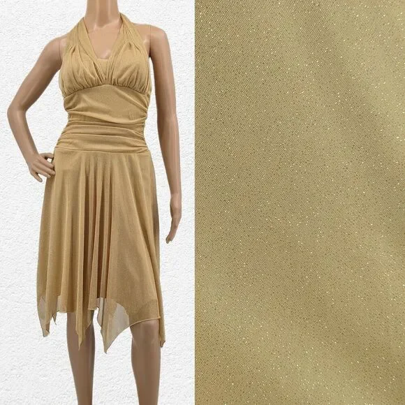 Vintage y2k Speechless Gold Midi Dress Fairycore Glitter Halter Siren Size S - Picture 12 of 12
